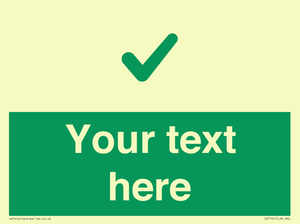 Custom green background, green tick sign